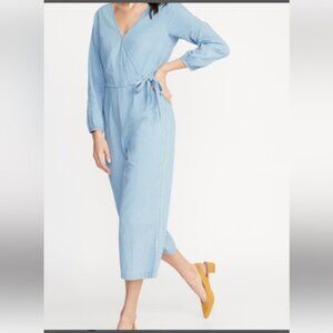 Old Navy WaistDefined WrapFront Chambray cropped wide leg Jumpsuit for WomenXL